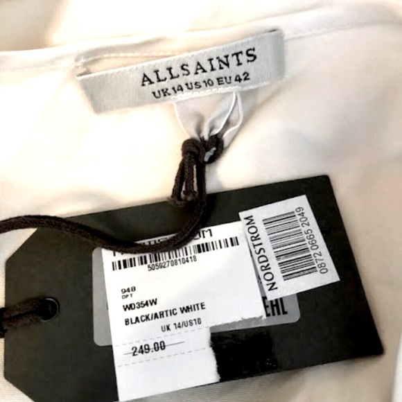 NWT ALL SAINTS Celeste Cream Satin Black Lace Boho Midi Shift Dress 10 MSRP $249 - Picture 11 of 12